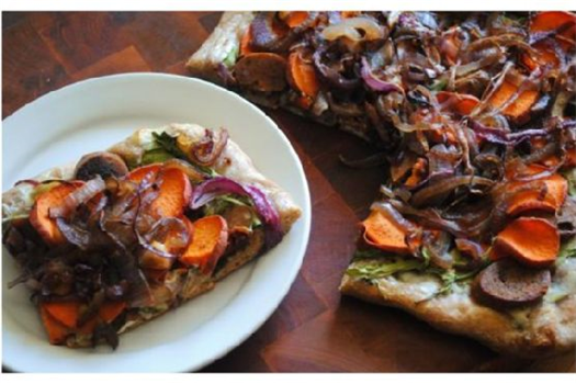 Sweet Potato, Sausage and Caramelized Onion Pizza