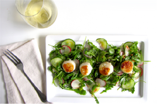 Citrus Arugula Salad with Seared Scallops