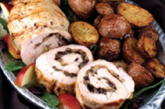 Grilled Turkey Breast with Cran-Apple Cremini Stuffing