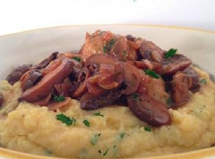 Chicken Meatball Marsala over Creamy Polenta