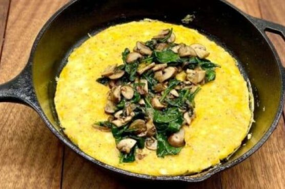 Spinach Mushroom Omelette with Parmesan