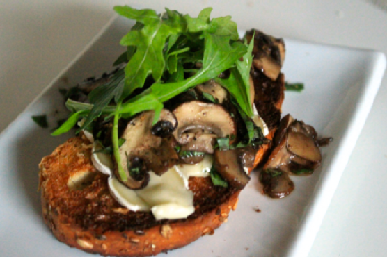 Warm Open-Faced Mushroom Brie Sandwich